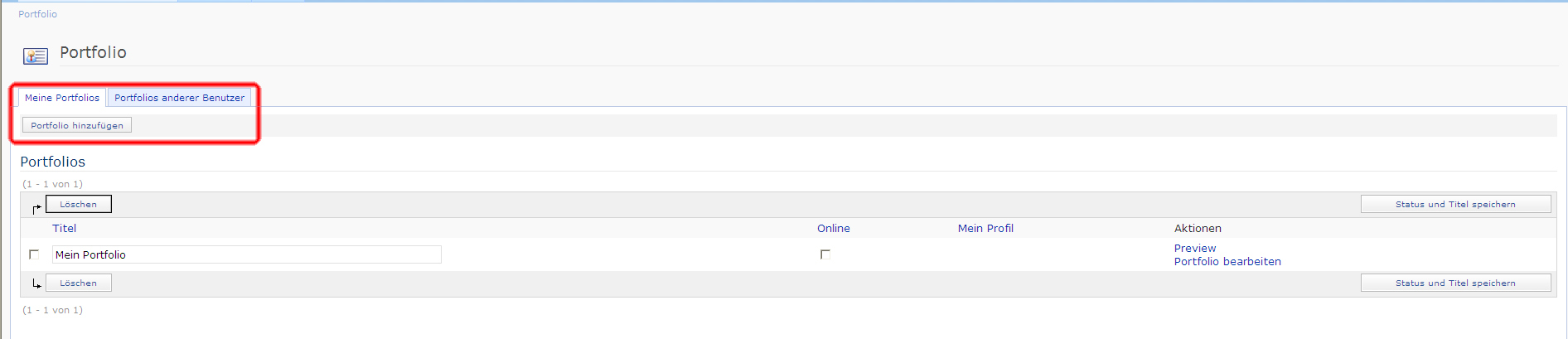 Screenshot: Portfolio