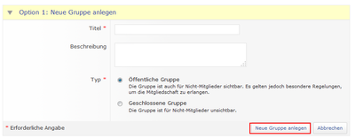 Screenshot: Gruppe anlegen