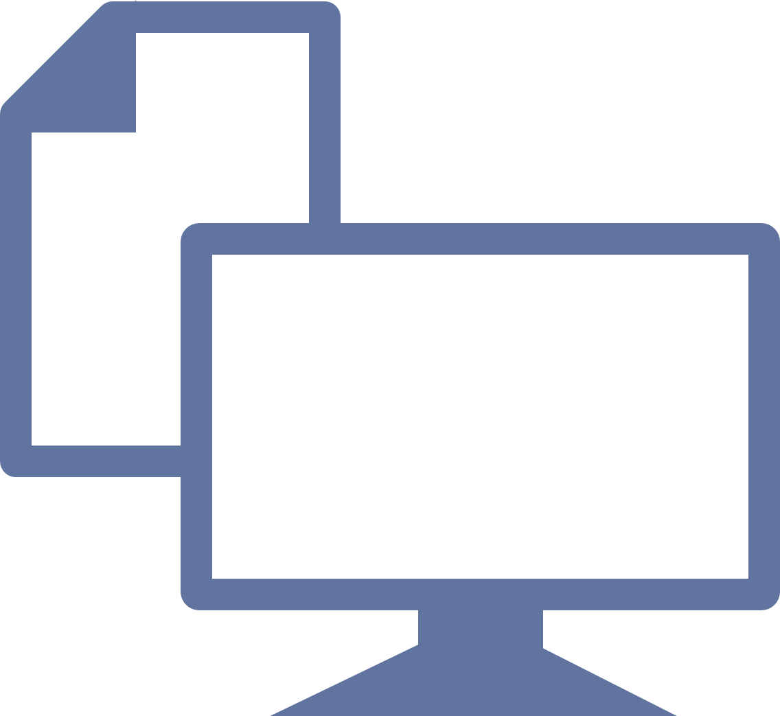 Symbolbild für eine Dokumentenseite und eines Computermonitors