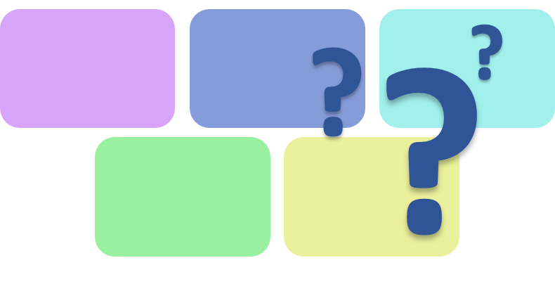 Symbolbild für verschieden farbige Moderationskarten und Fragezeichen