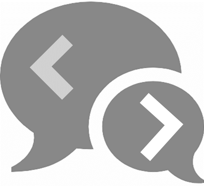 Symbolbild für Sprechblasen mit Größer als und Kleiner als Zeichen Logo für Oncoo.de