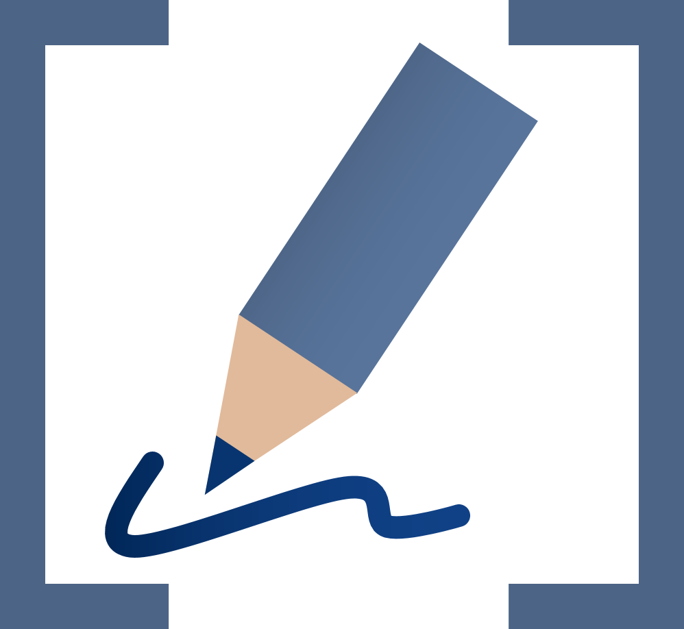 Symbolbild für einen schreibenden Stift in eckigen Klammern