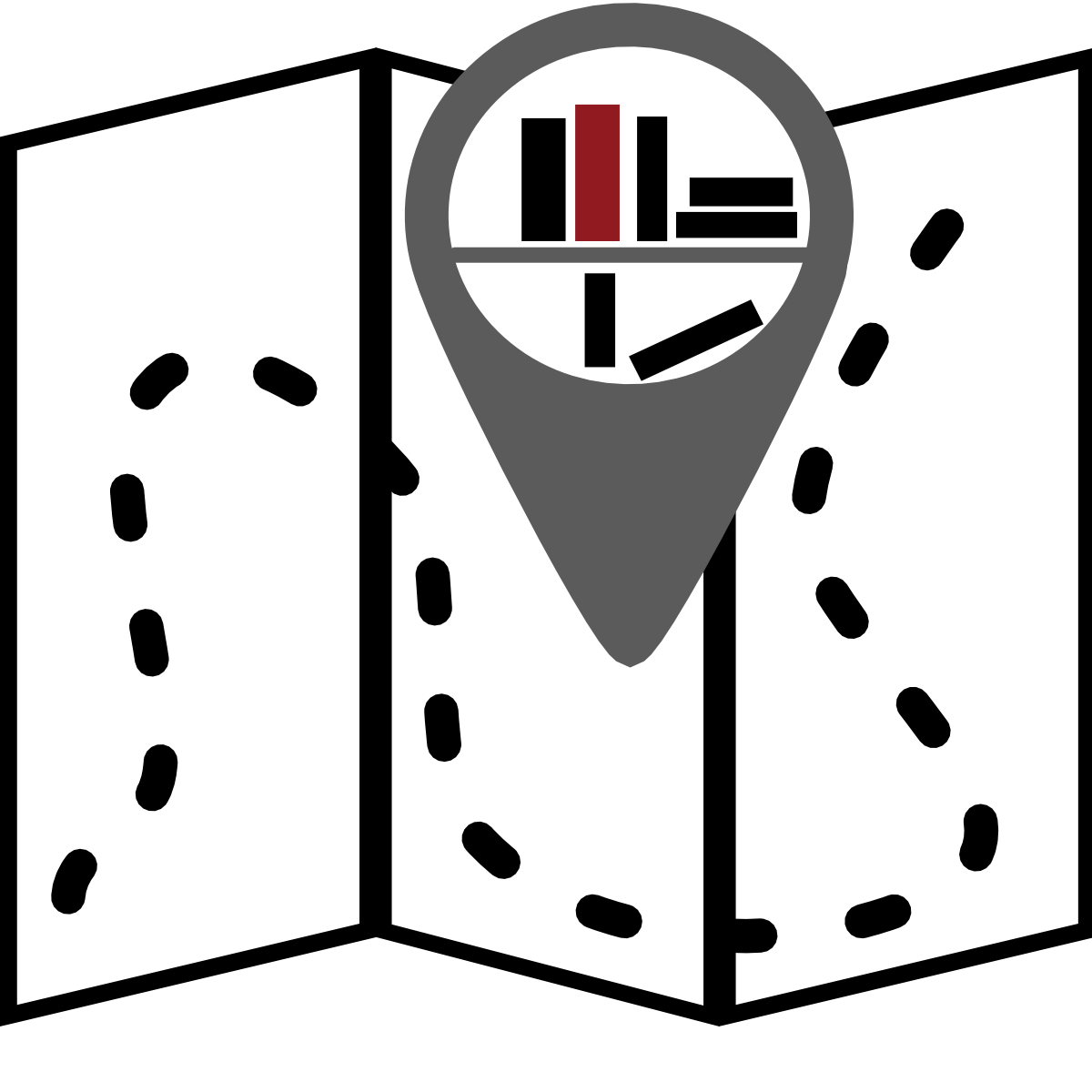 verlinkte dekorative Grafik zum Thema Orientieren im Bereich wissenschaftlicher Bibliothek