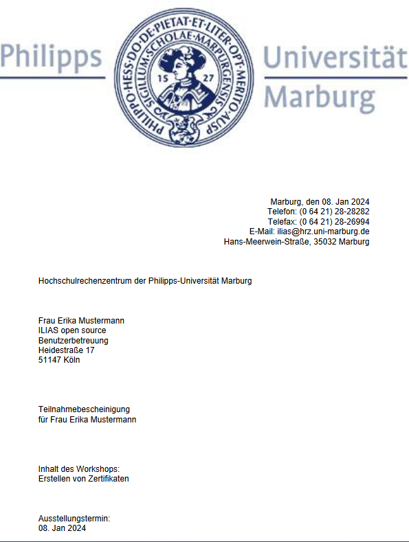 Screenshot eines Beispiel-Zertifikats