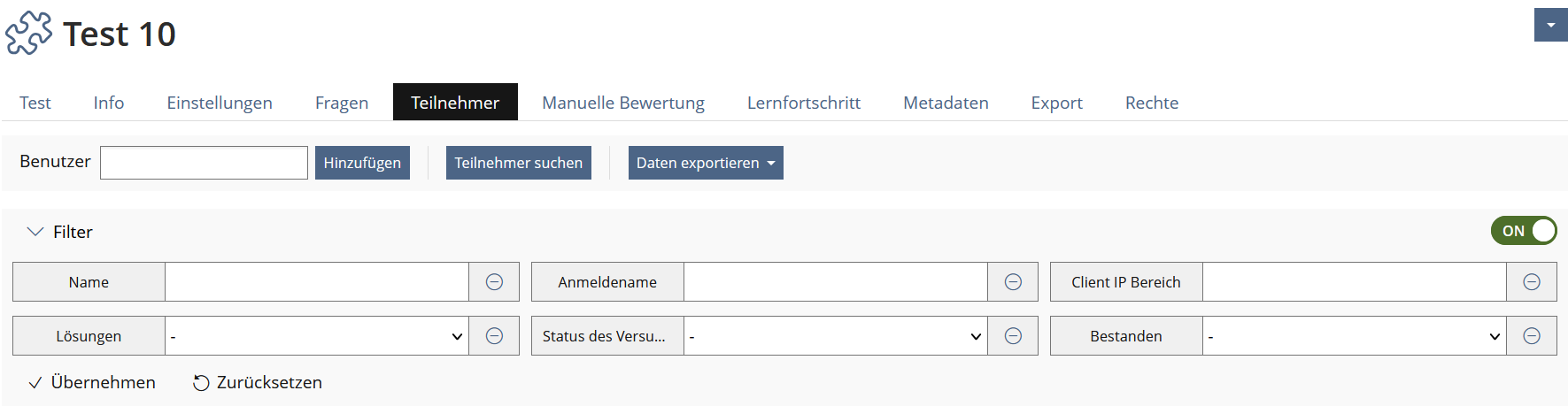 Screenshot Reiter Teilnehmer
