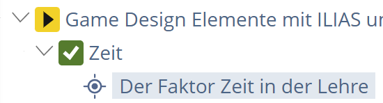 angefangene Kapitel und Seiten werden mit einem gelb hinterlegten Play-Symbol angezeigt, fertige mit einem grün hinterlegten Haken und die Seite, auf der man sich aktuell befindet mit einem Schusszielmarker. 