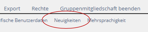 Screenshot Navigation zu den Einstellungen für Neuigkeiten